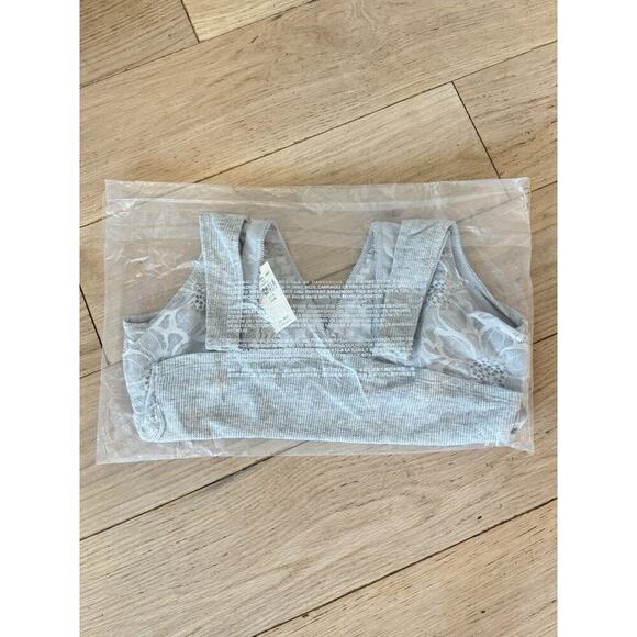 NEW Aerie Holiday Gray Best Lace Waffle‎ Longline Bralette Cozy Soft Size M $39 - Picture 7 of 8